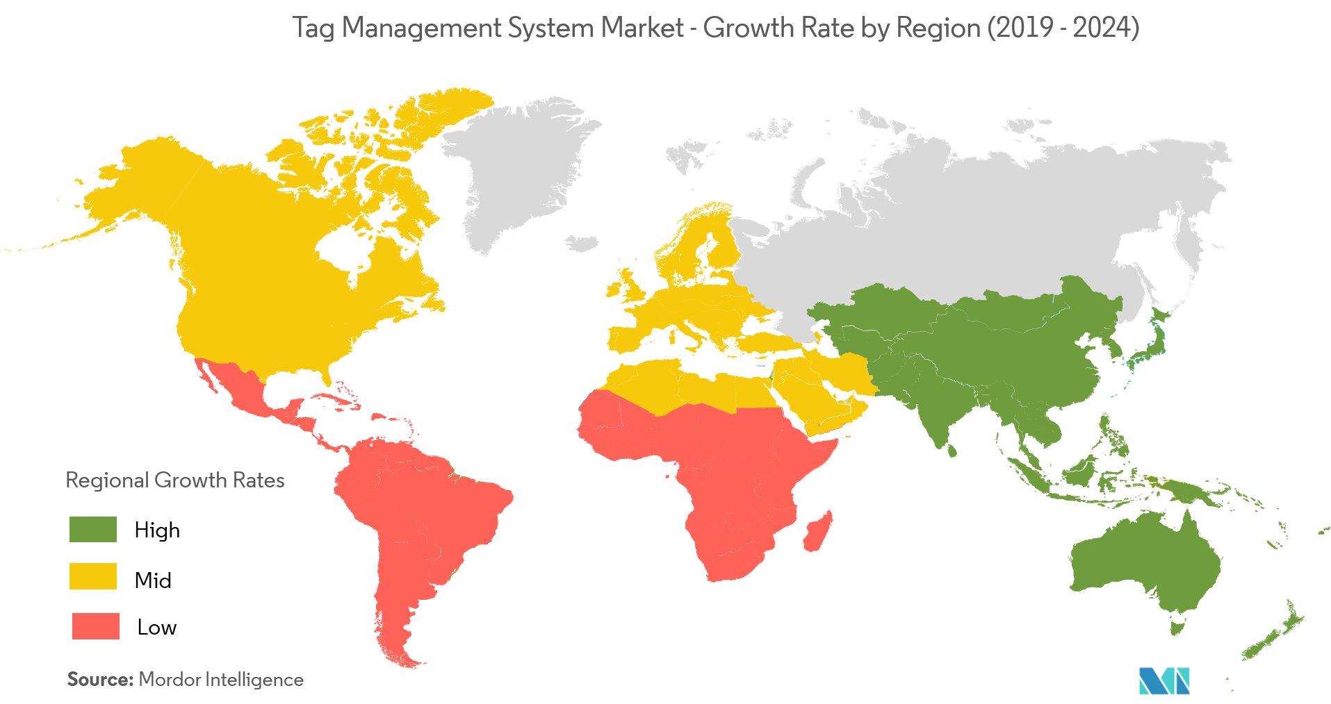 Tag Management System Market - Growth Rate by Region (2019 - 2024)